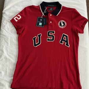 Ralph Lauren Red and Navy Polo Shirt
